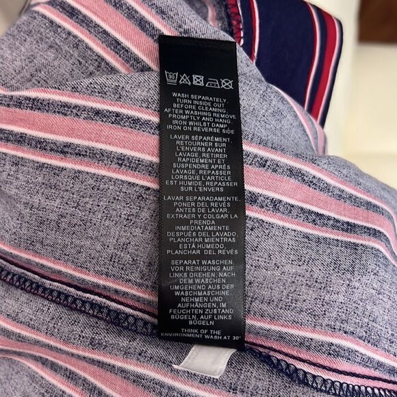 ASOS Pantsuit Sz 0 V Neck Collar Short Sleeve Navy Blue Red Striped Side Belted - Picture 13 of 15